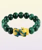 Bracelets à maillons Bracelet PIXIU doré perles de pierre verte Couple énergie apporter chance courageuse richesse Feng Shui pour femmes hommes5478629