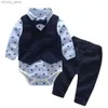 Clothing Sets Baby Suits Newborn Boy Clothes Romper + Vest Infant Formal Clothing Outfit Party Bow Tie Children Toddler Birthday Dress 0- 24 M