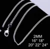 2mm 925 Sterling Silver Curb Chain Necklace Fashion Women Hummer Clasps Chains SMYCHIRY 16 18 20 22 22 26 tum GA2622051197