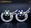 Brillante grüne und blaue Zirkonia gepflastert, große, schöne Blumenbroschen für Damen, Schmuck mit Perle BH005 210714320M3398355