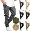 Men's Pants Mens Casual Waist Solid Color Sports Hat Multi Woven Pocket Foot Rope Street Cargo Tie Construction For Men