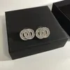 Boucles d'oreilles de goujon pour femmes Diamant Crystal Perfect Fusion Fusion Designer Bring Designer Brand Two Letters Gift Jewelry High Qua186d