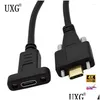 Computer Cables Connectors S 90 Degree Usb 3.1 Type C Male To Female Extension With Panel Mount Screw Usb-C Extending Wire Drop Delive Otvbg