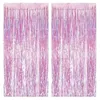 2Pcs 2m Metallic Foil Tinsel Curtain Boy Girl Birthday Wedding Year Party Decoration Graduation Tassel Background 231225