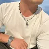 Hangende kettingen puui hiphop geometrische choker zwarte kralen bal ketting charme ketting voor mannen dagelijkse juwelierspartij straatcadeaus