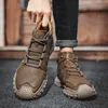 Botas masculinas de couro de microfibra esportes ao ar livre antiderrapantes sapatos de caminhada de cano alto para pelúcia opcional tornozelo de inverno tamanho grande 231225