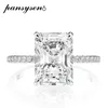 Ringen Trouwringen PANSYSEN 925 Sterling Zilver Emerald Cut Gesimuleerde Diamanten Trouwringen voor Vrouwen Luxe Voorstel Verlovingsring 2