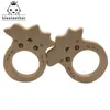 10pcs Safe Kara Teething Baby Teether Bois mignon Design Anneau en bois Forme animale Jouet fait à la main en bois dentition-girafe dentition 231225