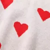 1-6 yıl Dinleme Kafası Bebek Kız Sevgililer Günü Sweaters Sevimli Uzun Kollu Kalp Baskı Örgü Saklama Jumper Tops 231225