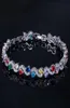 Exquisite Womens Bracelets jewelry Charm bracelet Round Switzerland AAA Cubic Zirconia Red White Green Ruby 18K Gold Plated Silver1490057