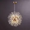 Creative Crystal Dandelion Pendant Lamp Gold Chrome Metal Suspension Light Hotel Cafe Bar Study Hanging Ceiling Chandelier