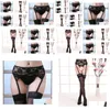 Calzini sexy Donna Y Lingerie Erotic Garter Belt Calzini Set Sheer Lace Scoks Falza High Beltgstring Manccia