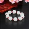 Bangle Natural White Jade 18mm Lotus Beads Bracelet Adjustable Bangle Charm Jewellery Fashion Accessories HandCarved Man Luck Amulet