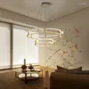 Ljuskronor band adara ljuskrona modern lyxig led ringljus för vardagsrum hängande lampor hem interiör dekoration belysning