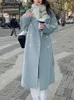 Autumn Winter Loose Woolen Coat for Women Casual Solid Outerwear With Belted Korean Fashion Chic Female Overcoat Clothes 231225