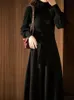 Turtleneck Women Warm Knit Sweater Dress Autumn Winter Lantern Sleeve Knitted Burgundy Black Long Party Dresses 231225