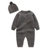 Ensemble barboteuse et chapeau pour bébé de 0 à 24 mois, pull en tricot, cardigan, nouveau-né, garçon et fille