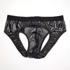 Underpants Men Open BuErotic Panties Man Mesh Pu Leather Underwear Transparent Pouch Crotchless Hollow Out Briefs