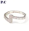 Mode glacé CZ Baguette Bracelet ouvert luxe or 64mm largeur poignet pour hommes femmes rappeur bijoux Bangle6693309