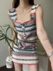 Summer Elegant Sexy Tweed Stripe 2 Piece Set Women Short Vest Crop Top A-line kjol Vintage Tvådel kjoluppsättningar 231225