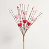 Decorative Flowers Artificial Red Berries Branches Valentine's Day Heart Shape Berry Bouquet Lifelike Flower Decoration For Home