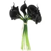 Decorative Flowers 10 Pcs Artificial Bouquet Fake Black Roses Simulation Adorns