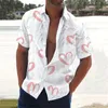 Camicie casual maschile da uomo San Valentino stampato a maniche corte bottoni a maniche corta up sciometto blusa blusa stampare abito sociale camisa