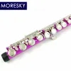 MORESKY flûte 16 trous fermés C clés Instrument Cupronickel nickelé flûte Rose avec clé E