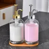 Liquid Soap Dispenser Leak Proof Syrup Pump Coffee Glass Bottle Set With Labels For Home Restaurant 17oz Bar