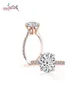 Colorfish Classic Four Prong 3 CT Round Brilliant Cut Engagement Solitaire Ring Sterling Silver Rose Gold Filled Rings for Women J4991117