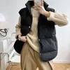 Jackets Stand Neck Puffer Cotton Vest Beige Black Autumn Winter Loose Vest Women Jacket