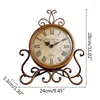 Table Clocks Battery Operated Silent Clock Home Bedroom Living Room Office Decor Vintage Retro Iron Ornament P15F