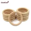 65mm Nature Montessori Baby Toy Organic Infant Teething Teether Accessories Wooden Ring Set Necklace 231225
