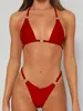 Zestaw bikini 2024 Seksowne metalowe koło bikini kantarki stroje kąpielowe kobiety Kobiet kąpielowy Kobiet Solid o niskiej talii garnitur dla kobiet kąpiących się SITL231225
