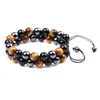 Charm Bracelets 8mm Natural Tiger Eye Stone Woven Bracelet Black Magnet Yoga Beaded For Men And Women's Jewelry Gifts