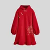 Повседневные платья Большой размер Красное длиннокачественные рождественские платья Женская осенняя зимняя бронза