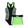 Set Fashion Summer Kids Girls Swiming Suit Beach SwimeWear Racer Back Jumpsuit Baddräkter Elastiska midja Boyshorts Set Bathing Duits