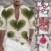 Herren lässige Hemden Mann Valentinstag Freizeit -Hemd Love Drucken Langarm Kleidung Camisa Soziales Kleid hübsche Männer