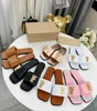 Fashion Women's Leather Sandals Designer Slippers Flat Bottom Brown Black Shoes Beach Party Indoor Summer Size