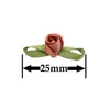 Dekorative Blumen (100pcs/Pack) 25 mm grüne Blätterblätter Satin Satin Bogen Mini Colored Rose Home Hochzeitsband Kleidung Dekoration Clip Craft Handwerk