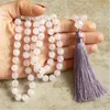 Pendenti 8mm rosa quarzo 108 perle gembo gemstone calone mala collana retrò buddismo spiritualità yoga chakra tibetan