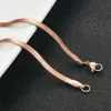 Kedjor Rostfritt stål Snake Rose Gold Color Tone Necklace Flat Chain Jewelry Gift Diy Fynd Accessories304D