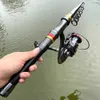 Boat Fishing Rods 1.8-3.6m Carbon Fiber Spinning Fishing Rod 13BB Reel Combo Telescopic Fishing Pole Spinning Reel Kit Max Resistance 3-8kg PescaL231223