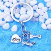 Keychains 12PC Wholesale Keyring Keychain Love Heart Paws Dog Bone Pendent Charm Key Ring Women Men Girls Friends Pet Lover Gifts