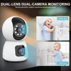 1080p HD WiFi Dual Lens Carmeras Security Camera 360 ° Panoramic IR IP Cameras Night Vision Full Color Automatisk mänsklig spårning 4x Digital Zoom Security Monitor