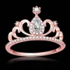 Never Fade Deluxe Party Lady Lovers Wedding Diamond Rings 18 K Rose rose Gol Film Rangement Zircon anel anillo Taille 6 7 8 9 FO300