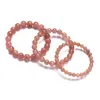 Strand 6mm/ 8mm/10mm Strawberry Quartz Crystal Stone Beads Bracelets Super Hand String Female Male Couples Strench Jewelry