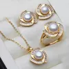 Real Pearl Necklace and Earring Set For Women 18k Gold Plated SMYELDY MODER Gift White 231225