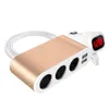 Автомобильная сигарета зажигалка 3port 1224V Двойное USB -ЖК -дисплей Вольтметер Сплиттер Сплиттер Адаптер Адаптер 1702715 Автомобиль доставки OTW1K