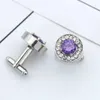 Delicate kleine ronde manchetknoop voor mannen jongens paars kristal luxe hoge kwaliteit Franse shirts manchetknopen knop mannelijke sieraden geschenken 231225